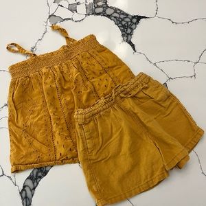 Old Navy Yellow Linen Eyelet Matching Set, Size 4